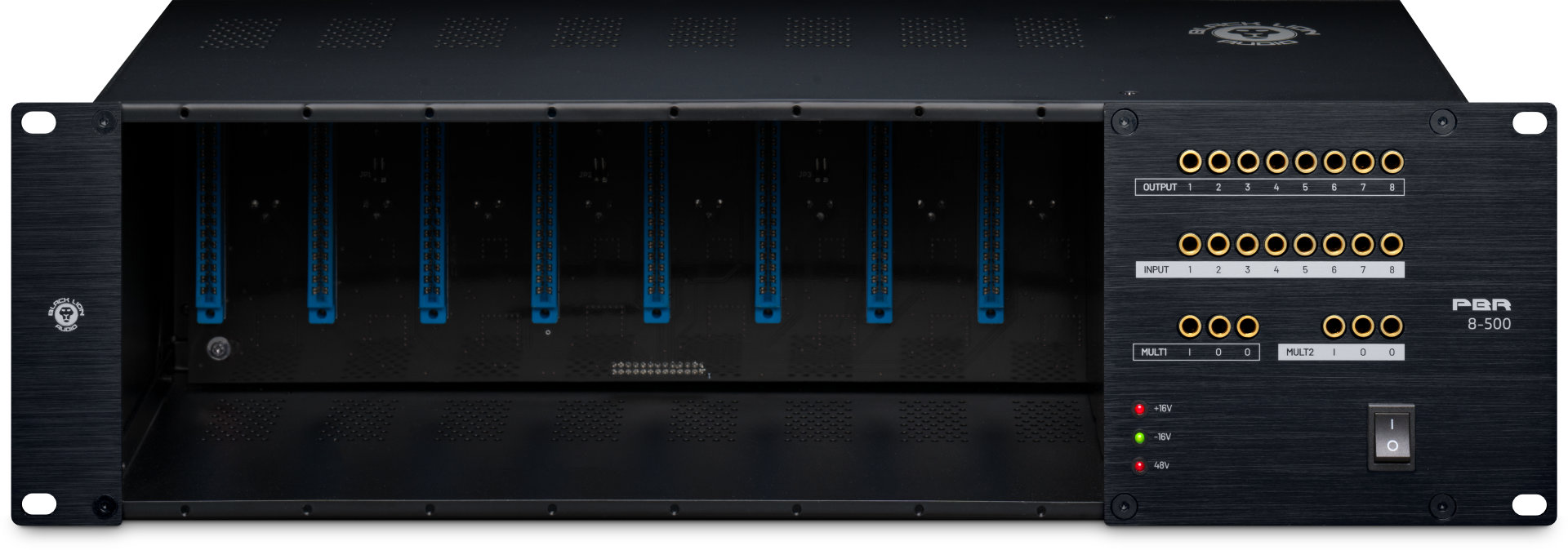Black Lion Audio PBR8-500 8-Slot Rack/PSU with Built-in Patchbay Black Lion Audio PBR8-500 8-Slot Rack/PSU with Built-in Patchbay